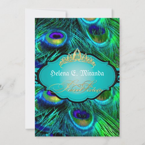 PixDezines peacock+cheetah/sweet sixteen Personalized Invitations