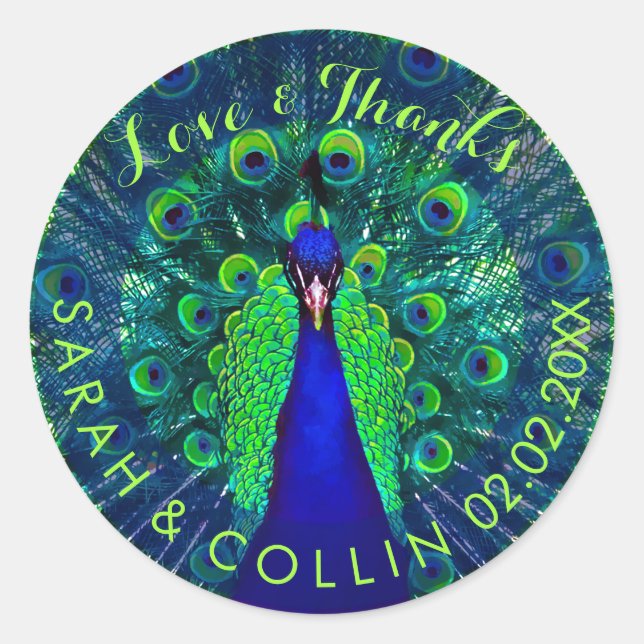 PixDezines peacock Classic Round Sticker (Front)