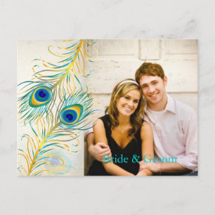 PixDezines peacock/DIY event+background color Announcement Postcard