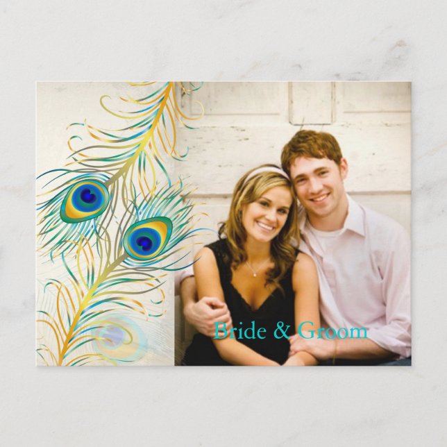 PixDezines peacock/DIY event+background color Announcement Postcard (Front)