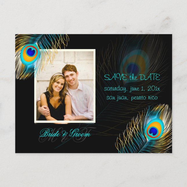 PixDezines peacock/DIY event+background color Announcement Postcard (Front)