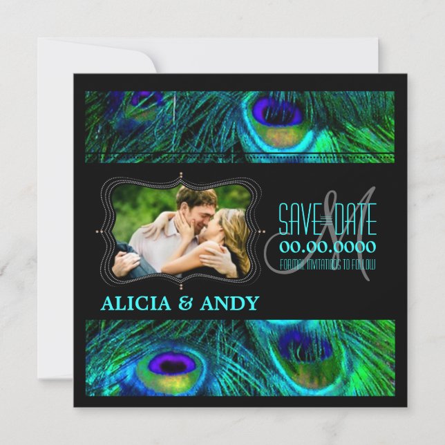 PixDezines peacock/diy events+background Save The Date (Front)