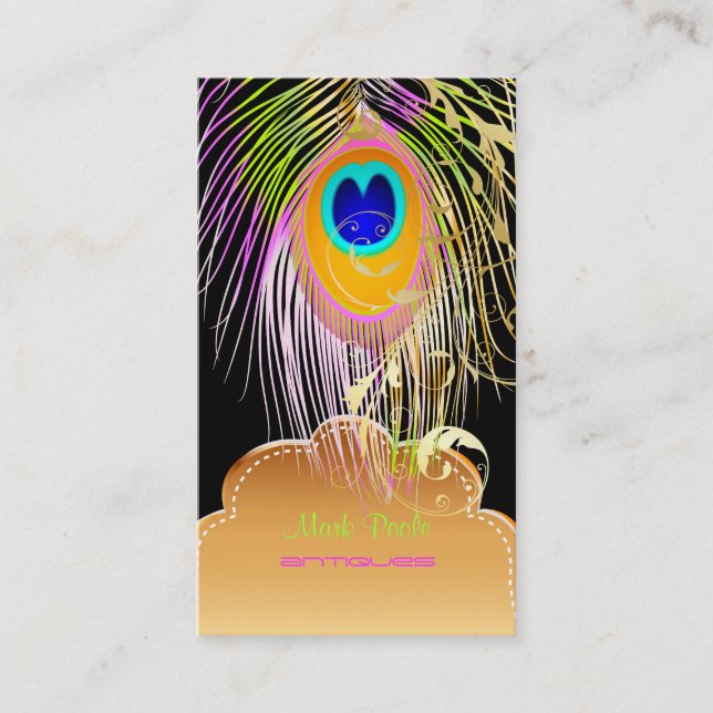 PixDezines Peacock eye+filigree swirls/DIY color Business Card (Front)
