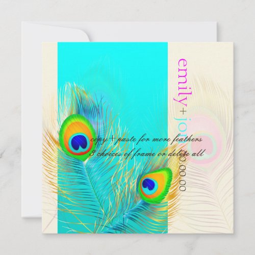 PixDezines peacock featheraquaturquoise Invitation