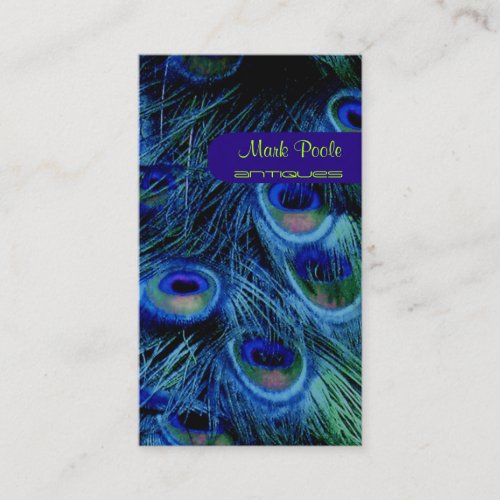 Peacock feather business cards, dark gray