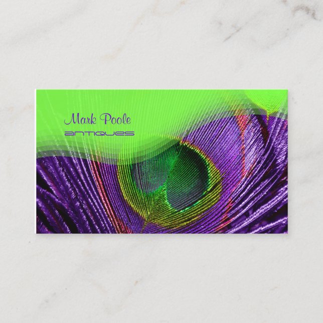 PixDezines Peacock feather business cards (Front)