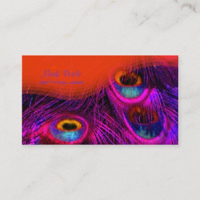 PixDezines Peacock feather business cards (Front)