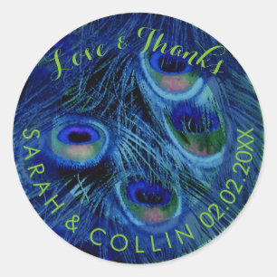 PixDezines peacock feather Classic Round Sticker