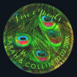 PixDezines peacock feather Classic Round Sticker<br><div class="desc">PixDezines psychedelic peacock feather stickers.  All elements are editable.  

DIY background color,  trim,  fonts,  and fonts' colors.

Copyright © 2008-2016 PixDezines.com™ and PixDezines™ on zazzle.com. All rights reserved.</div>