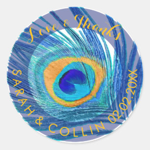 PixDezines peacock feather Classic Round Sticker