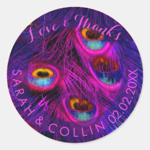 PixDezines peacock feather Classic Round Sticker
