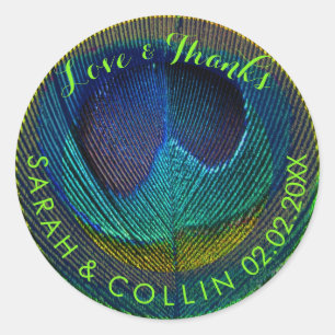 PixDezines peacock feather Classic Round Sticker