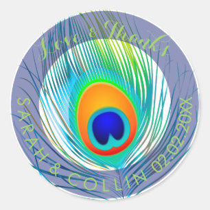 PixDezines peacock feather Classic Round Sticker