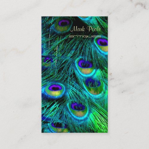 Peacock feather business cards, dark gray