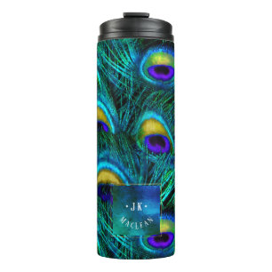PixDezines Peacock Feather Cobalt Blue Thermal Tumbler