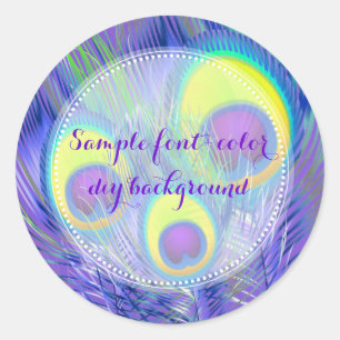 PixDezines Peacock Feather/diy background color Classic Round Sticker