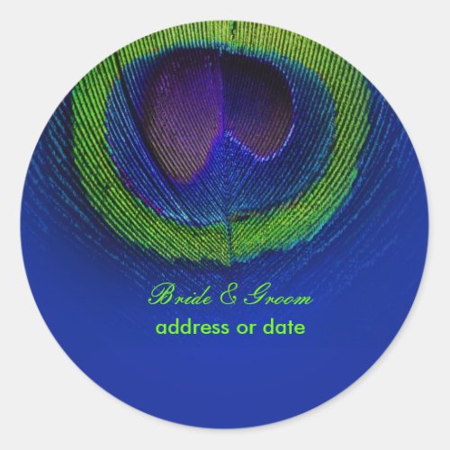 PixDezines Peacock Featherdiy background color Classic Round Sticker