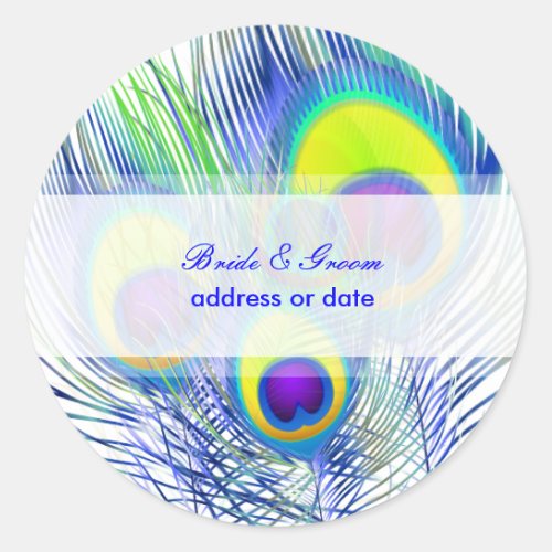 PixDezines Peacock Featherdiy color Classic Round Sticker