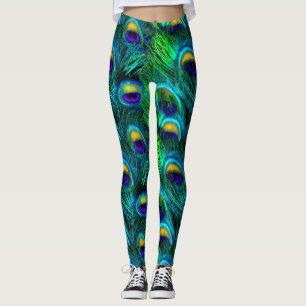 PixDezines Peacock Feather/Emerald/Cobalt/Aqua Leggings