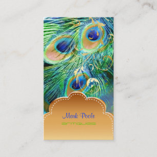 PixDezines Peacock feather+filigree swirls Business Card