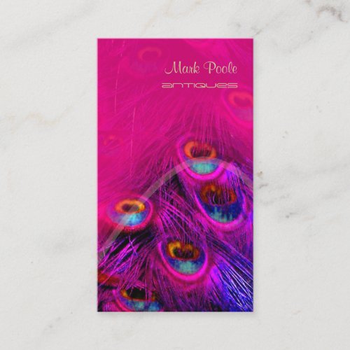 PIXDEZINES PEACOCK FEATHERHOT PINK BUSINESS CARD