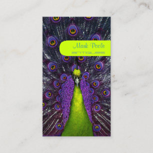 PixDezines peacock feather/purple+emerald Business Card