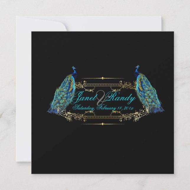 PixDezines peacock feather/teal Invitation (Front)