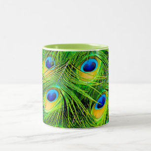 PixDezines peacock feather Two-Tone Coffee Mug