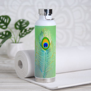 PixDezines Peacock Feather Water Bottle