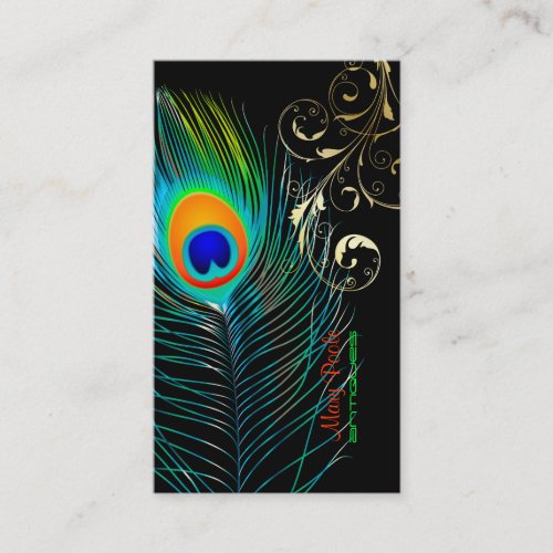 PixDezines Peacock+filigree swirls Business Cards