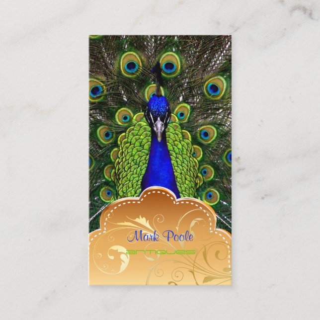 PixDezines Peacock+filigree swirls Business Card (Front)