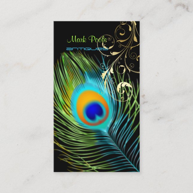 PixDezines Peacock+filigree swirls/diy background Business Card (Front)