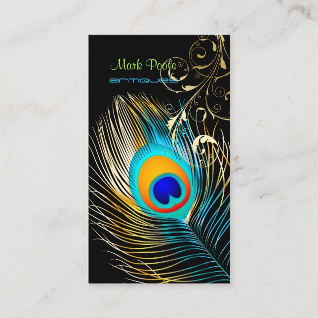 PixDezines Peacock+filigree swirls/diy background Business Card (Front)