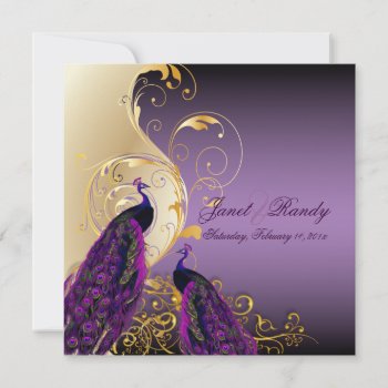 Pixdezines Peacock  Filigree Swirls/purple/diy Invitation by custom_stationery at Zazzle