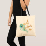 PixDezines Peacock Maid of Honour/Faux Gold Script Tote Bag<br><div class="desc">PixDezines peacock plume in aqua teal,  maid of honour favor bags in faux metallic gold modern handwritten calligraphy / script.  All elements are adjustable,  copy and paste front to back,  personalize message.  Copyright © 2015-2020 PixDezines™.  All rights reserved.</div>