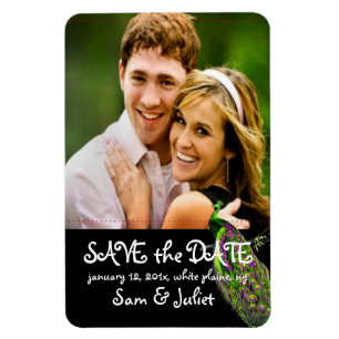 PixDezines peacock photo save date/DIY color+fonts Magnet