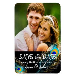 PixDezines peacock photo save date/DIY color+fonts Magnet