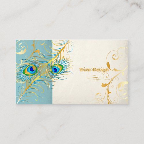PixDezines peacock pzazz+filigree swirls Business Card Template