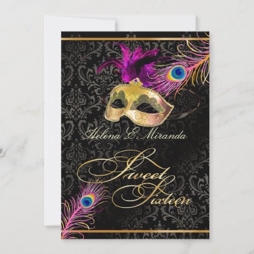 PixDezines peacock sweet 16 masqueradeDIY color Invitation