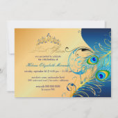 PixDezines Peacock+swirls/gold+teal Invitation (Back)