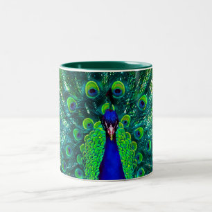 PixDezines peacock/teal/aqua blue Two-Tone Coffee Mug