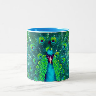 PixDezines peacock/teal/aqua blue Two-Tone Coffee Mug