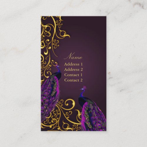PixDezines Peacocks on gilded iron swirls|DIY colo Business Cards