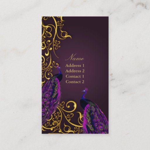 Customizable PixDezines Peacocks on gilded iron swirls|DIY colo Business Cards