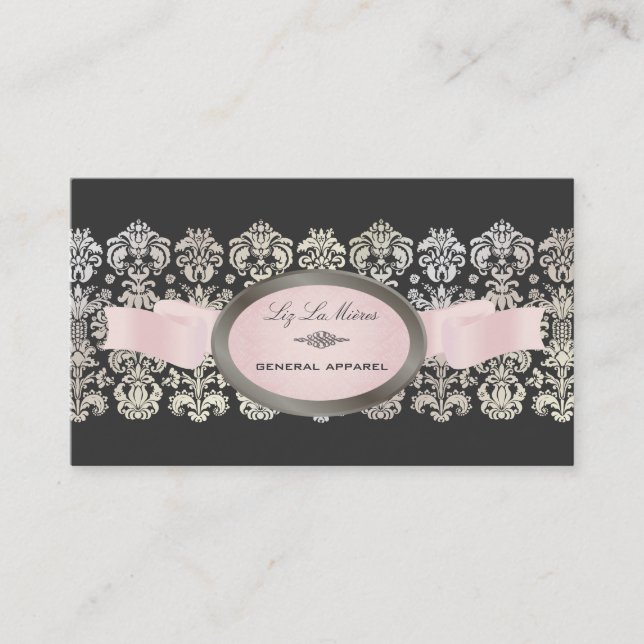 PixDezines pearl, Isabella Lace Damask/DIY color! Business Card (Front)