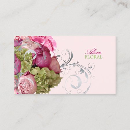 Pixdezines Peonies Bouquet, Florists/diy Colors Business Card
