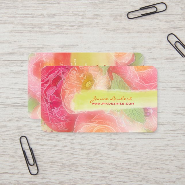 PixDezines peonies bouquets/diy background Business Card (Front/Back In Situ)