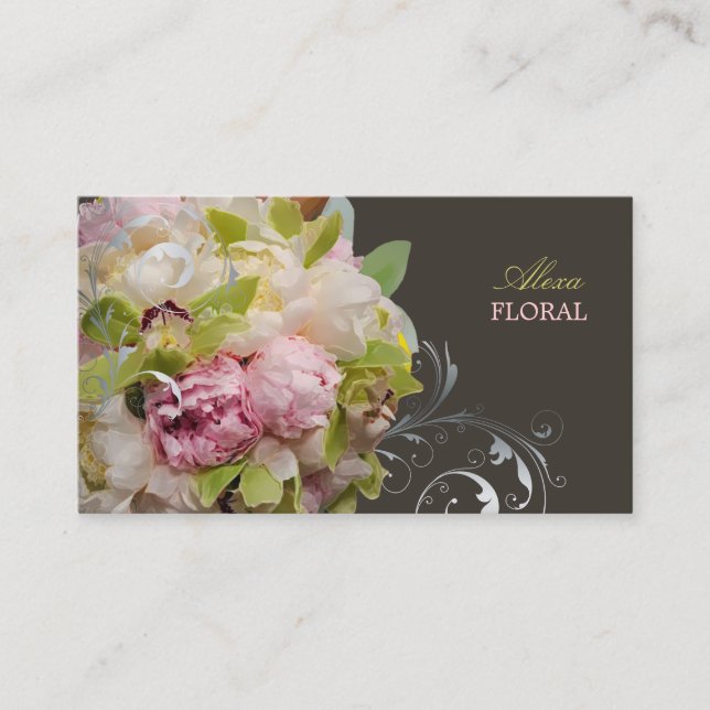 PixDezines peonies bouquets/diy background Business Card (Front)
