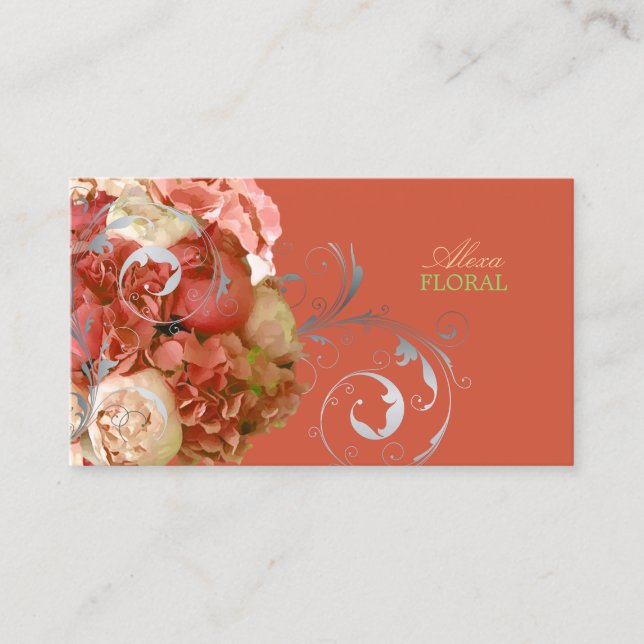 PixDezines peonies+hydrangeas/diy background Business Card (Front)