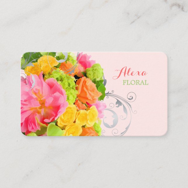 PixDezines peonies+roses/diy background Business Card (Front)